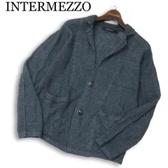 INTERMEZZO インターメッツォ レナウン 春夏 麻 リネン100％ 柄編み ニット カーディガン Sz.M メンズのサムネイル