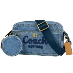コーチ COACH カーゴ カメラバッグ ロゴ ショルダーバッグ デニム ブルー CB184 レディース 【中古】