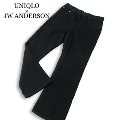 UNIQLO × JW ANDERSON ユニクロ JWアンダーソン 刺繍★ シューカット ジーンズ デニム パンツ Sz.32 メンズ 黒