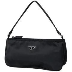プラダ PRADA ロゴプレート ハンドバッグ ポーチ ハンドバッグ ナイロン ネロ(ブラック) レディース 【中古】
