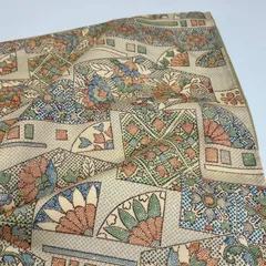 染め大島紬 裄67 正絹 更紗の寄せ柄染め MK-5205