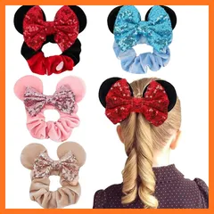 【新品】 JIVELER（ジベラー） 可愛い ミッキー、ミニーマウス シュシュ ４個セット マウスのミミ 伸縮性のある ヘアゴム カラフル かわいい 誕生日用 ヘアシュシュ 髪ゴム ボリューム ヘアアクセサリー おしゃれ 大人 キッズ 女の子 女性 レディ 0