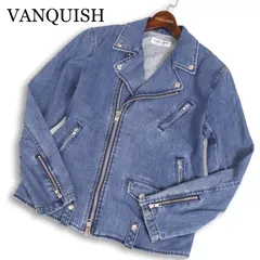 VANQUISH ヴァンキッシュ 通年 USED加工★ デニム ダブル ライダース ジャケット Sz.M メンズのサムネイル