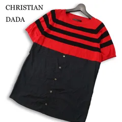 CHRISTIAN DADA クリスチャンダダ 春夏 ボーダー ニット切替★ 半袖 Tシャツ カットソー Sz.46 メンズのサムネイル