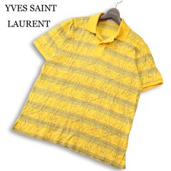 90s イヴサンローラン YSL刺繍 半袖 ポロシャツ イエロー スペイン製 L 90s イヴサンローラン YSL刺繍 半袖 ポロシャツ イエロー スペイン製 L