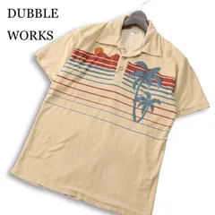 DUBBLE WORKS ダブルワークス warehouse ウエアハウス 春夏★ 半袖 ボーダー ヤシの木 パイル ポロシャツ Sz.L メンズのサムネイル