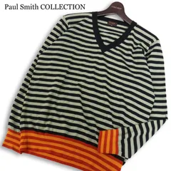 Paul Smith COLLECTION ポールスミス コレクション 秋冬★ ウール100% ボーダー Vネック ニット セーター Sz.XL メンズ