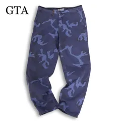 GTA ジーティーアー Design 春夏 カモフラ柄★ ウォッシュ加工 リネン混 スリム チノ パンツ スラックス Sz.48 メンズのサムネイル