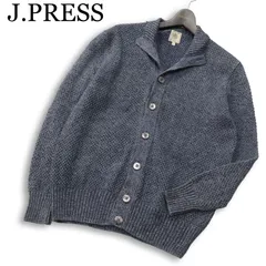 J.PRESS ジェイプレス 春夏★ スタンドカラー スプリング リネン ニット カーディガン Sz.L メンズ 紺のサムネイル