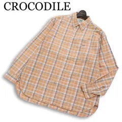 CROCODILE クロコダイル 通年 ワニ刺繍★ 長袖 チェック ボタンダウン シャツ Sz.LL メンズ 日本製 大きいサイズ