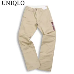 【新品 未使用】 UNIQLO ユニクロ 通年★ ヴィンテージ ノータック チノ パンツ Sz.79cm メンズ