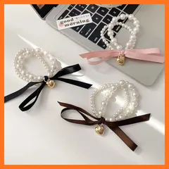 【新品】 nalaina ヘアゴム 蝶結び パール 髪飾り （3本セット）ヘアゴム ヘアアクセサリー 可愛い 子供 女の子 シンプル おしゃれ かわいい lolita 人気 レディース 大人 カジュアル 結婚式 パーティー シュシュ ヘアポニー ギフト お 0