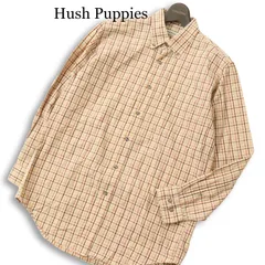 Hush Puppies ハッシュパピー 通年 ドッグ刺繍★ 長袖 ボタンダウン チェック シャツ Sz.M　メンズ