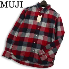 【新品 未使用】 MUJI 無印良品 長袖 ボタンダウン チェック フランネル シャツ Sz.L メンズ