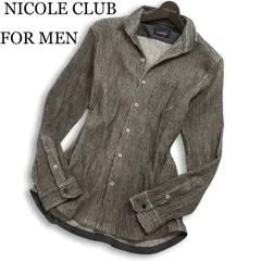 24SS★ NICOLE CLUB FOR MEN ニコルクラブ フォーメン 襟ワイヤー カラークレープ スタンドカラー 長袖 シャツ Sz.48 メンズ