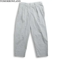 TOMORROWLAND トゥモローランド 春夏★ シアサッカー ストライプ スラックス パンツ 日本製 Sz.M メンズのサムネイル