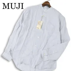 【新品 23SS】 MUJI 無印良品 春夏 麻 フレンチ リネン100％★ 長袖 バンドカラー シャツ Sz.S メンズ グレー 未使用