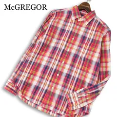 McGREGOR マクレガー 通年 ロゴ刺繍★ 長袖 ボタンダウン チェック シャツ Sz.M メンズ