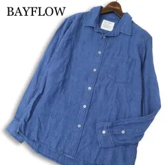 BAYFLOW ベイフロー 春夏 麻 リネン★ 長袖 シャツ Sz.3 メンズ 青系