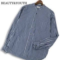 BEAUTY&YOUTH ユナイテッドアローズ 通年★ 長袖 ブロード ストライプ バンドカラー シャツ Sz.M メンズ ネイビー