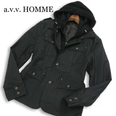 a.v.v. HOMME アーヴェヴェオム 通年★ パーカー レイヤード風 ミリタリー ジャケット Sz.48 メンズ 黒