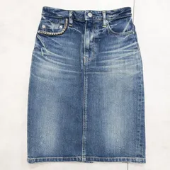 HYSTERIC GLAMOUR　ヒステリックグラマー　デニムスカート　タイト　スタッズ　コットン　ポリエステル　ブルー　日本製　レディース　XS　b00290のサムネイル