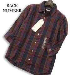 【新品 未使用】 BACK NUMBER バックナンバー 春夏 麻混 フレンチ リネン 7分袖 チェック シャツ Sz.M　メンズ