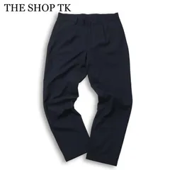 【美品】THE SHOP TK タケオキクチ 春夏★ タック テーパード ストレッチ スラックス パンツ Sz.XL メンズ 紺 大きいサイズ