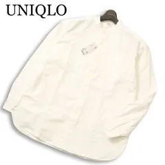 【新品 未使用】 UNIQLO ユニクロ 通年★ 長袖 デニム オーバーサイズ スタンドカラー シャツ Sz.M メンズ 白