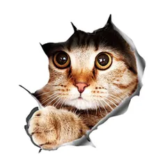 車 バイク はがせる 壁 飛び出す 凹み だまし絵 キズ隠し トリックアート かわいい インテリアシール インパクト ウォールステッカー (覗く猫) カッティングステッカー 3DCAT1316-LP 3D感のカーステッカー