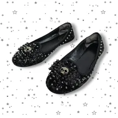 35 Ash（アッシュ） スタッズ リボン スカル フラットシューズ