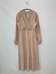 ワンピース ベージュ 無地 長袖 ロング・マキシ丈 フレア