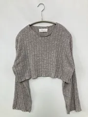 DARPHIN ダーフィン ニット/セーター グレー ニット 無地 ショート丈 長袖 クルーネック(丸首)