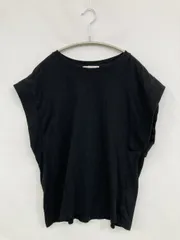 ZARA ザラ Tシャツ/カットソー S ブラック 無地 袖なし クルーネック(丸首)