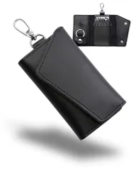 キーケース メンズ 本革 ６連 カードキーケース 鍵ケース 車 スマートキー対応 大容量 (Black) [ブラック]