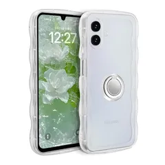 Casesmo Galaxy A25 5G 用 ケース かわいい リング付き SC-53F 用 カバー クリア韓国 TPU ウェーブ おしゃれ 可愛い 人気 シンプル 滑り止め 薄型 軽量レンズ保護 ストラップホール付き シリコンバンパー ギャラクシーA2 1