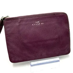 コーチ COACH リストレットポーチ 小物入れ 男女兼用 パープル シルバー金具 レザー