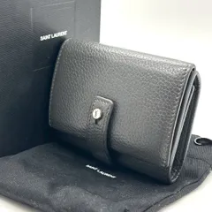 【上品を持ち歩く】　SAINT LAURENT　三つ折り財布 サックドジュール コンパクトウォレット レザー YSKロゴ　グレー