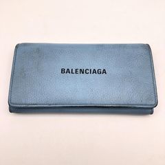 希少色✨】BALENCIAGA 長財布 メタリックブルー ラウンドファスナー 