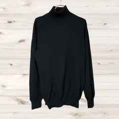 A1389 ユニクロ UNIQLO ニット セーター 長袖(LL XL) 黒 無地 ウール ハイネック タートルネック