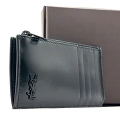 【ポケットに宿るYSL】　SAINT LAURENT　フラグメントケース カサンドラ YSLロゴ コインケース カードケース　ブラック