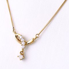 メレダイヤ デザインネックレス YG イエローゴールド ペンダント ネックレス K18 ダイヤモンド レディース 【中古】