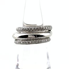 ポメラート Pomellato メレダイヤ デザインリング WG ホワイトゴールド 指輪 ２連 ３連 2WAY リング 12.5 750 ダイヤモンド レディース 【中古】