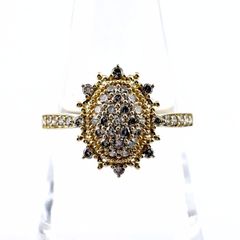 GSTV メレダイヤ デザインリング YG イエローゴールド 指輪 リング 17号 K18 ダイヤモンド レディース 【中古】