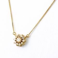 メレダイヤ デザインネックレス YG イエローゴールド ペンダント ネックレス K18 ダイヤモンド レディース 【中古】