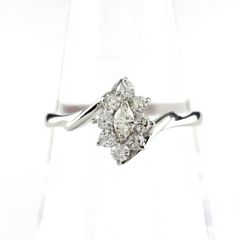 メレダイヤ デザインリング プラチナ 指輪 リング 13号 Pt900 ダイヤモンド レディース 【中古】