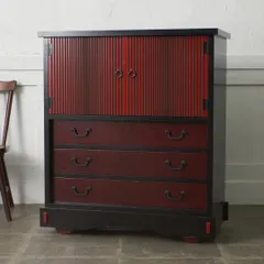朱塗り 作家物 車箪笥 時代箪笥 和箪笥 チェスト 引き出し 整理タンス 民芸箪笥 収納 キャビネット 和家具 抽斗 和モダン 古民具 95008