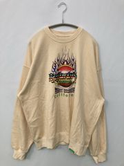 Refurbish リファービッシュ スウェット M アイボリー スウェット 裏起毛 コットン 前面プリント ブランドロゴ 長袖