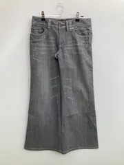 BURBERRY BLUE LABEL バーバリーブルーレーベル デニムパンツ 24 グレー フルレングス 無地 ワンポイント ブランドロゴ ヴィンテージ ローライズ フレア・ブーツカット ワイド・ルーズ