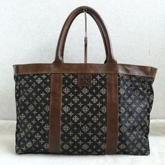 良品 ラシット トートバッグ モノグラム A4収納 ナイロン 本革 グレー